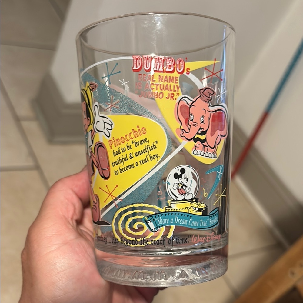 Disney Dumbo and Pinocchio Glass Tumbler